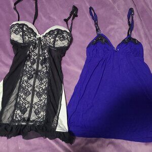 Ladies XS 2 pieces of lingerie corset top baby doll la senza